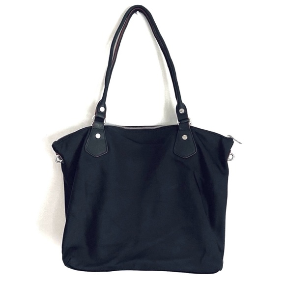 MZ Wallace Chelsea Bedford Nylon And Leather Strap Zip Tote Handbag In Black - Picture 2 of 14